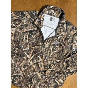 Mossy Oak 1/4 Zip Pullover Mens XL Duck Camo Shadow Grass Blades Hard Core